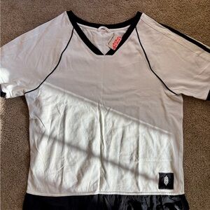 Free People White and Black Short Sleeve Tee NWT